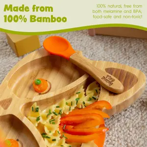 Tiny Dining Fox Bamboo Suction Plate - Olive Green