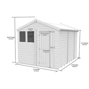 DIY Sheds 8x10 Apex Shed - Double Door With Windows