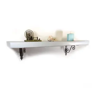 Wooden Shelf with Bracket WOZ 140x110mm Silver 175mm Antique Grey Length of 210cm