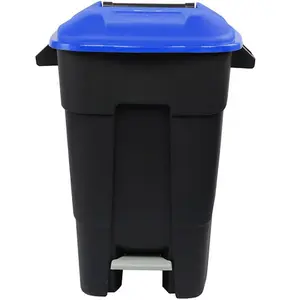 120 Litre Wheelie Bin with Foot Pedal - Blue Lid