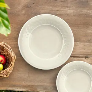 Purely Home Crackle Cream Melamine Dinner Plates - Set of 8