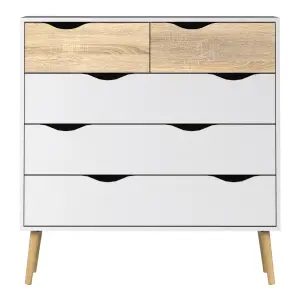 OSLO CHEST OF 5 DRAWERS WHITE OAK