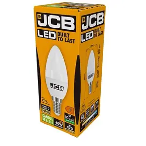 JCB LED Candle 470lm Opal 6w Light Bulb E14 2700k White (Pack of 2)