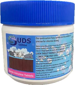 SUDS-ONLINE Instant Chlorine Tablets - 166 x 3g Fast Dissolving Chlorine Tablets For Hot tubs And Swimming Pools