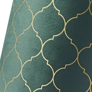 Modern Soft Brushable Forest Green Velvet 25cm Lamp Shade with Gold Foil Decor