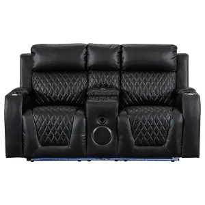 Venice Series One 2 Seater Cinema Sofa in Black Aire Leather