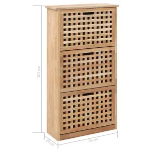 Berkfield Shoe Storage Cabinet 55x20x104 cm Solid Walnut Wood