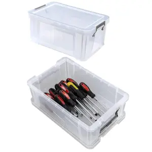 3 x 15 Litre Storage Box For Home Or Office With Strong Snap Closure Lid & Reinforced Base