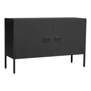 Black 2 Doors High Foot Metal File Cabinet Tv Stand Side Cabinet for Home and Office 119cm