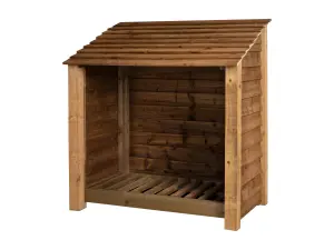 Wooden log store W-119cm, H-126cm, D-88cm - brown finish