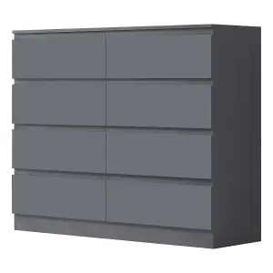 8 Drawer Chest Of Drawers Matt Grey Dark Large Sideboard Bedroom Furniture