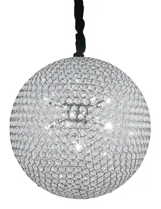 Luminosa PLANET 9 Light Spherical Pendant Ceiling Light Chrome, Crystals 50cm