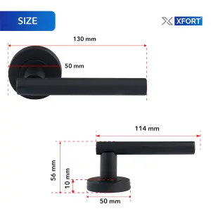 XFORT Matt Black Liberty Lever On Rose Door Handles, Door Handles 2 pairs