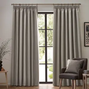 furn. Dawn 100% Blackout Thermal Linen Pencil Pleat Curtains, 229 x 137cm