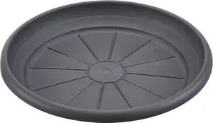 Round Plastic Plant Pot Saucers Anthracite 37cm