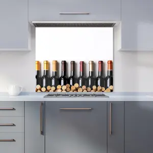 Wine Bottles in Harmony Premium Glass Kitchen Splashback W600mm x H600mm