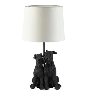 Luminosa Westie Base & Shade Table Lamp Matt Black & Natural Linen