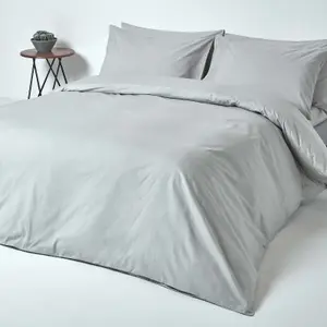 Homescapes Silver Grey Egyptian Cotton Duvet Cover with Pillowcases 200 TC, Double