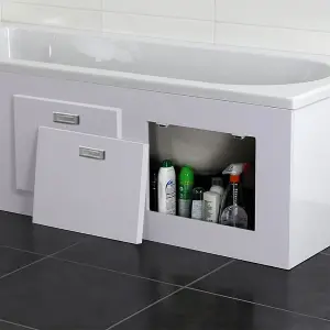 Nes Home 1800 x 500mm PVC Bath Panel With Removable Magnetic Door Gloss White