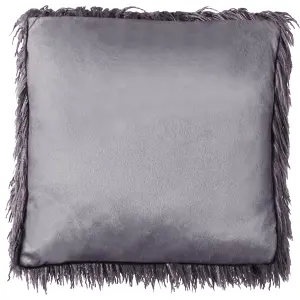 Set of 2 Cushions COROKIA Faux Fur 45 x 45 cm Solid Dark Grey