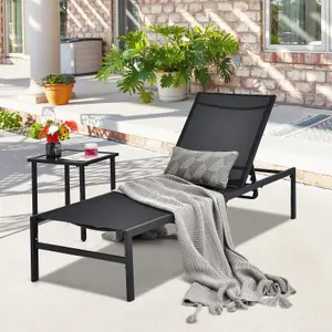 Costway Outdoor Chaise Lounge Sun Lounger Recliner Chair w/ 6 Positions Backrest