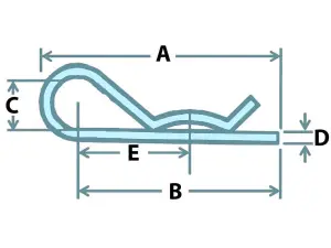 R Clips Zinc Plated 7MM x5 (Retaining Spring Beta Split Pin Cotter Grip)