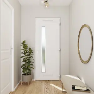 Fortia Gatteo Frosted Glazed White LH External Front Door set, (H)2085mm (W)840mm