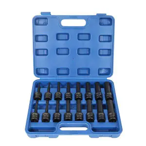 US PRO TOOLS 16pc 1/2" DR Impact Hex Bit Sockets H4 - H19 3998