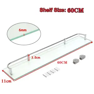 Wall Mounted Tempered Glass Storage Organizer Bathroom Shelf 60CM