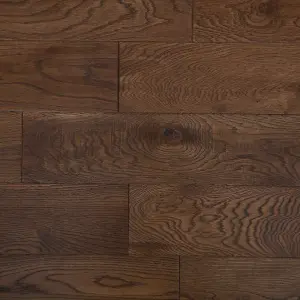 GoodHome Skanor Dark Brown Oak Solid wood flooring Sample