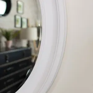 Melody Maison Round Vintage White Wall Mirror 60cm x 60cm