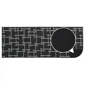 JVL Vector Machine Washable Latex Backed Runner Doormat, 57x150cm, Black