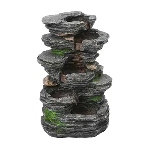 Water Feature Self Containing Feature Fountain Rockery Decoration with LED Light for Garden