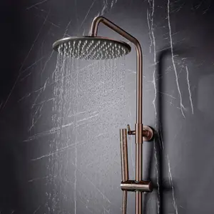 Brushed Bronze Overhead Rigid Riser Thermostatic Shower Kit