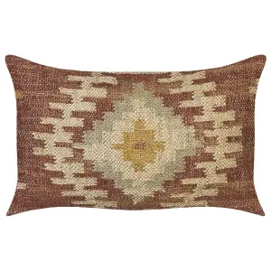 Throw Cushion BEEL Jute 30 x 50 cm Geometric Red