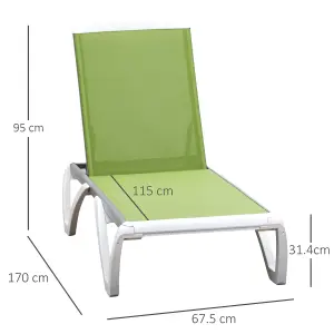 Outsunny Chaise Patio Lounge with 5-Level Adjustable Back Green