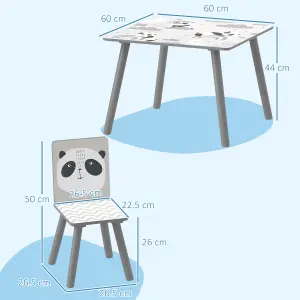 ZONEKIZ Kids Table and Chair Set, Toddler Table with 2 Chairs, Grey