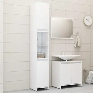 Berkfield 3 Piece Bathroom Furniture Set High Gloss White Engineered Wood