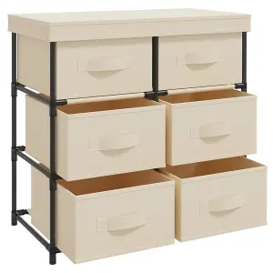 Berkfield Storage Cabinet with 6 Drawers 55x29x55 cm Cream Steel