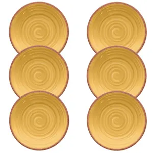 Purely Home Rustic Swirl Yellow Melamine Side Plates - Set of 6