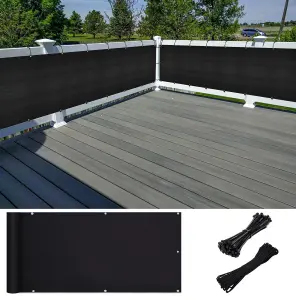 Black Garden Privacy Screen Net Fence Balcony Sun Shade Windbreak UV Panel Cover 0.9 x 3m