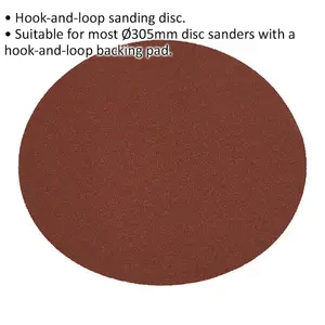 305mm Hook and Loop Sanding Disc - 80 Grit Aluminium Oxide for Optimal Grinding Performance