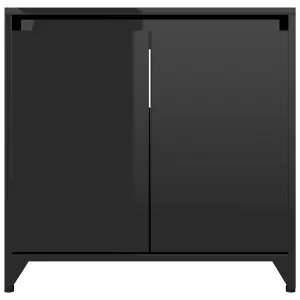 Berkfield Bathroom Cabinet High Gloss Black 60x33x61 cm Engineered Wood