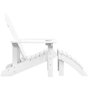 Berkfield Garden Adirondack Chair with Footstool HDPE White