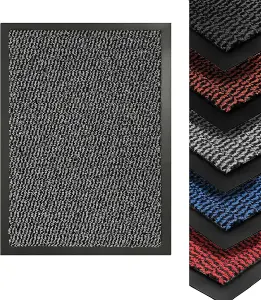 Heavy Duty Indoor & Outdoor Rubber Non-Slip Absorbent Barrier Mat - Sliver Grey 120 x 180 cm