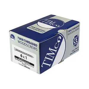 TIMCO Twin-Threaded Round Head Black Woodscrews - 8 x 1 (200pcs)