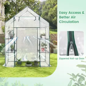 Costway Mini Walk-in Greenhouse Heavy-Duty Garden Warm House w/ PVC Cover