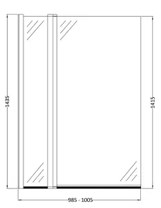 Square Bathtub, Front Panel and Bath Screen with Rail - Chrome Profile