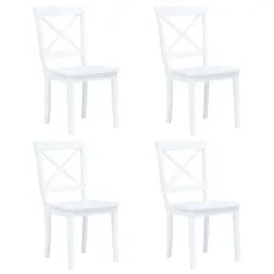 Berkfield 5 Piece Dining Set Solid Rubber Wood White