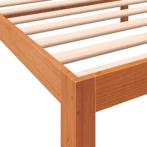 Berkfield Bed Frame with Headboard Wax Brown 90x190 cm Single Solid Wood Pine